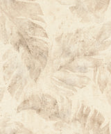 Sanne Beige Palm Wallpaper in beige by A-Street Prints featuring a watercolor tropical palm leaf pattern in beige, taupe, and cream tones