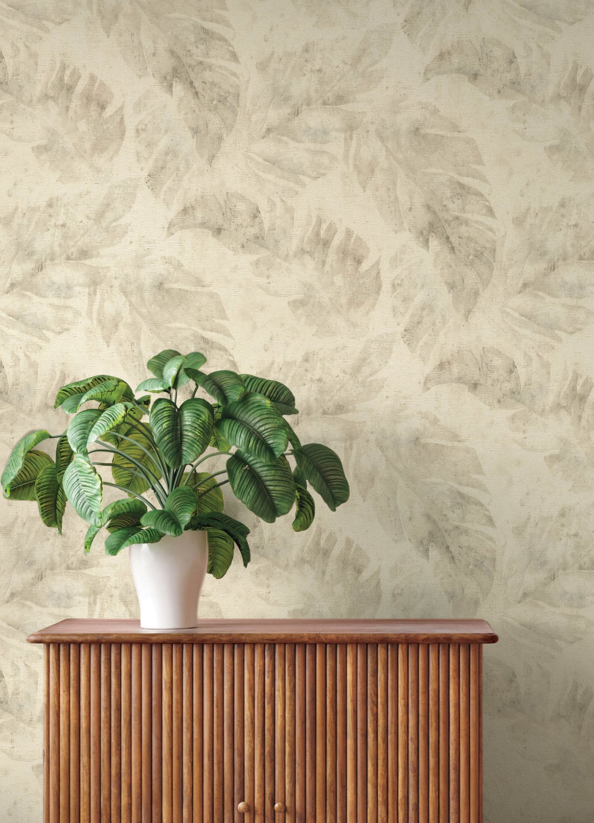 Sanne Beige Palm by A-Street Prints Watercolor Silhouette Tropical Botanical Palm Leaf Wallpaper in Beige, Taupe and Cream - 4202-416145