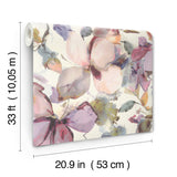 Liliana Plum Large-Scale Watercolor Floral Botanical Unpasted Vinyl Non Woven Wallpaper Roll 20.9-in x 33-ft by A-Street Prints - 4202-481228