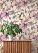 Liliana Plum Large-Scale Watercolor Floral Botanical Unpasted Vinyl Non Woven Wallpaper Roll 20.9-in x 33-ft by A-Street Prints - 4202-481228