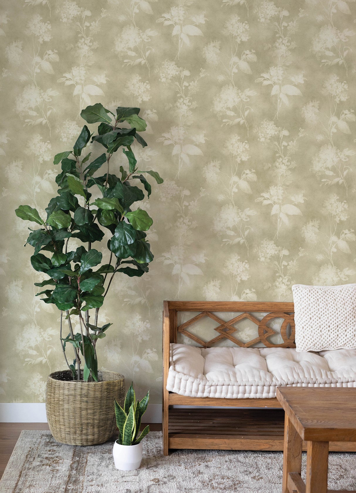 Izara Light Green by A-Street Prints Springhill Farmhouse Botanical Pressed Flower Vinyl on Non Woven Wallpaper - 4202-481402