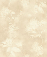 Izara Beige Botanical Wallpaper by A-Street Prints featuring soft cream pressed flower silhouettes on a dappled beige non woven background