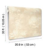 Izara Beige by A-Street Prints Botanical Farmhouse Pressed Flower Silhouette Extra Washable Strippable Non Woven Wallpaper Roll - 4202-481419