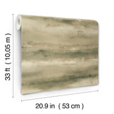 Ayla Green Abstract Stripe Wallpaper, Mossy Green with Metallic Gold Accents, Unpasted Vinyl Non Woven Backing by A-Street Prints - 4202-481655