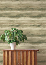 Ayla Green Abstract Stripe Wallpaper, Mossy Green with Metallic Gold Accents, Unpasted Vinyl Non Woven Backing by A-Street Prints - 4202-481655