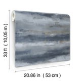 Ayla Indigo Abstract Stripe Metallic Accent Vinyl on Non Woven Wallpaper by A-Street Prints Springhill Collection - 4202-481662