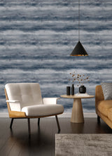 Ayla Indigo Abstract Stripe Metallic Accent Vinyl on Non Woven Wallpaper by A-Street Prints Springhill Collection - 4202-481662