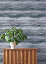 Ayla Indigo Abstract Stripe Metallic Accent Vinyl on Non Woven Wallpaper by A-Street Prints Springhill Collection - 4202-481662