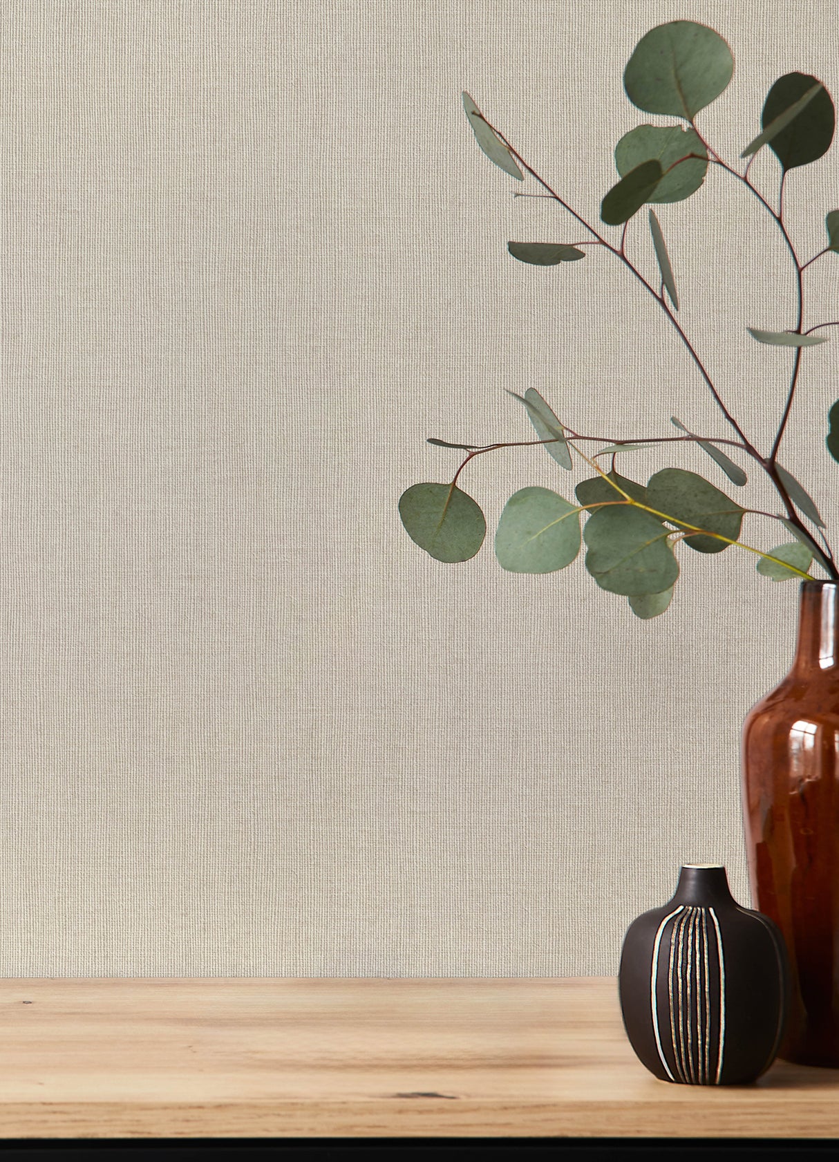 Naim Beige Solid Woven Texture Transitional Vinyl Unpasted Non Woven Wallpaper by A-Street Prints Springhill Collection - 4202-484533