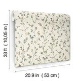 Romy Forest Springtime Trailing Vine Botanical Wallpaper in Shades of Green, Golden Brown and Indigo on Cream by A-Street Prints - 4202-486148