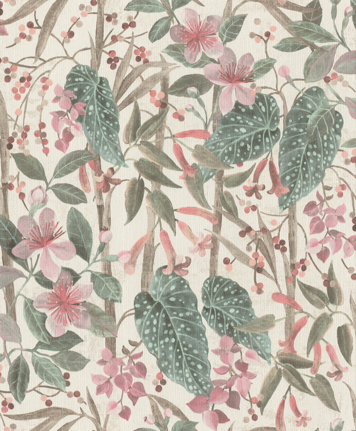 Kalina Teal Floral Fruits Wallpaper by A-Street Prints