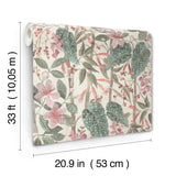 Kalina Teal Floral Fruits by A-Street Prints Tropical Botanical Vinyl on Non Woven Wallpaper 20.9-in x 33-ft Roll 4202-538212