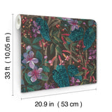 Kalina Black Botanical Floral and Berries Tropical Vinyl Non-Woven Strippable Wallpaper by A-Street Prints Springhill - 4202-538236