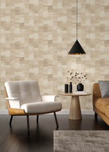 Ivo Beige Block Stripe by A-Street Prints Modern Geometric Woodgrain Vinyl Wallpaper, Non Woven Backing, 20.9 in x 33 ft Roll - 4202-570953