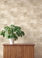 Ivo Beige Block Stripe by A-Street Prints Modern Geometric Woodgrain Vinyl Wallpaper, Non Woven Backing, 20.9 in x 33 ft Roll - 4202-570953