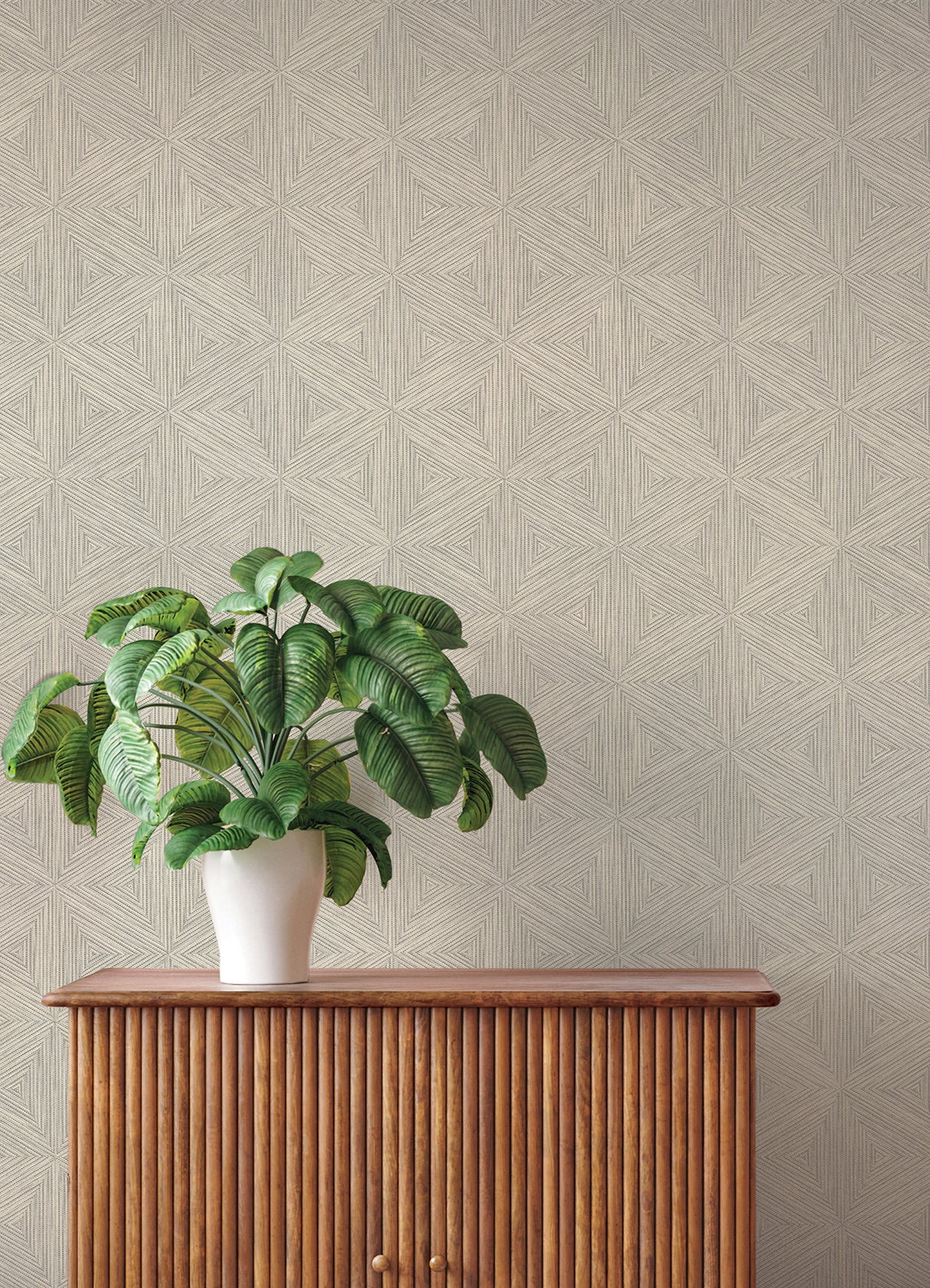 Anara Grey Geo Faux Grasscloth Wallpaper in Grey by A-Street Prints Modern Geometric Vinyl Non Woven Backing Springhill Collection - 4202-571257