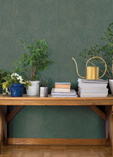 Anara Teal Geo Faux Grasscloth Wallpaper by A-Street Prints Modern Geometric Non-Woven Teal Springhill Collection - 4202-571271