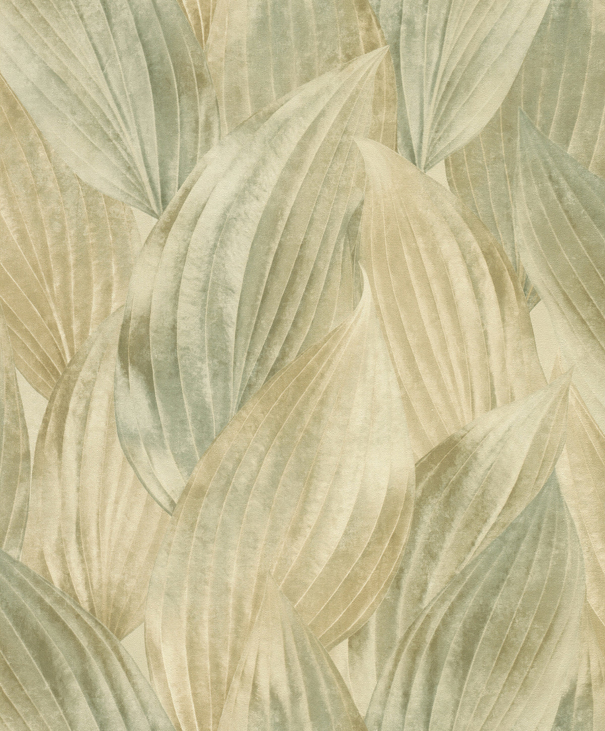 Melora Green Leaf Wallpaper by A-Street Prints - Botanical Layered Leaves Design in Soft Greens and Cream