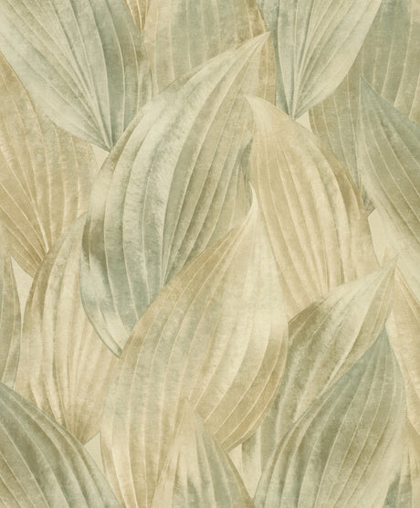 Melora Green Leaf Wallpaper by A-Street Prints - Botanical Layered Leaves Design in Soft Greens and Cream