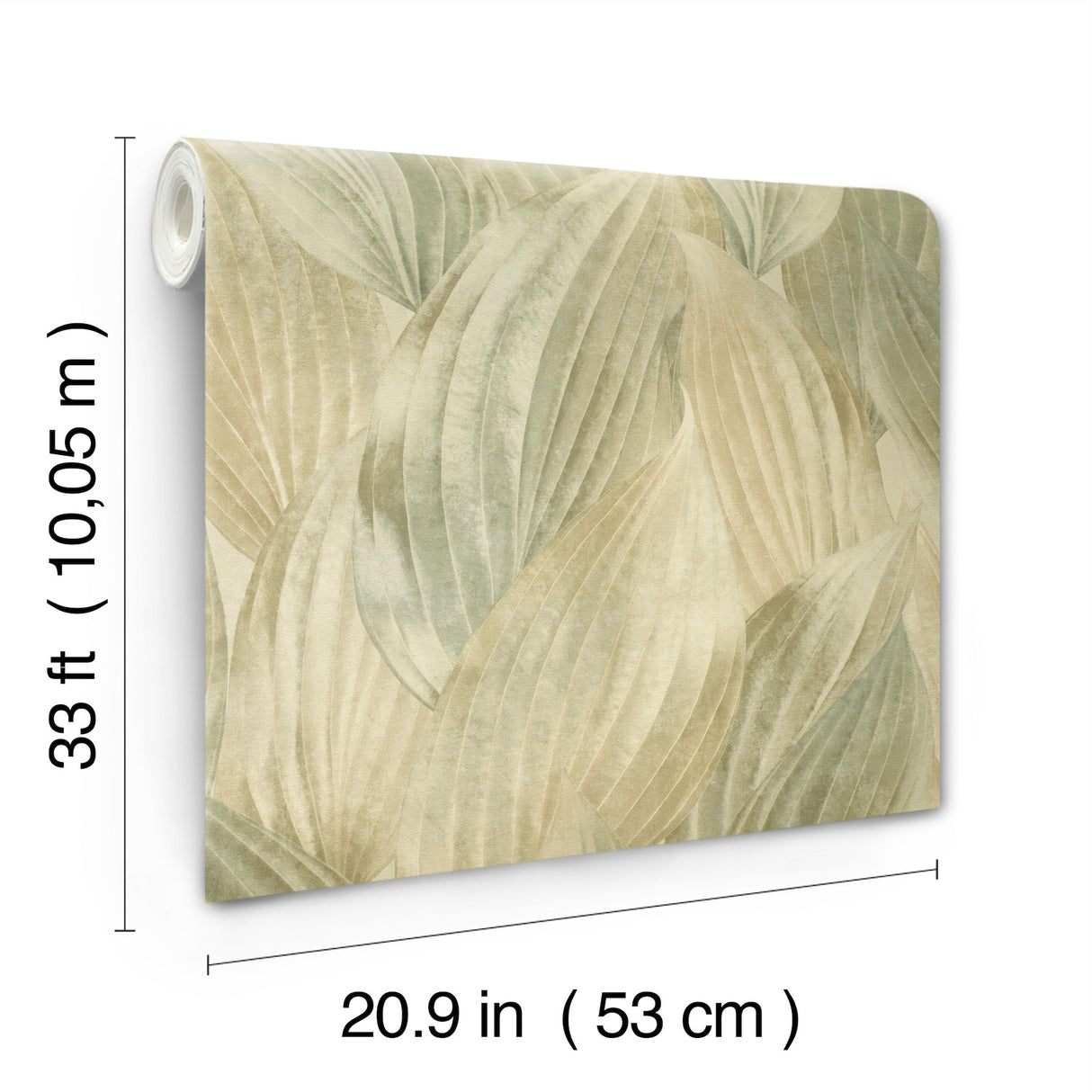 Melora Green and Cream Layered Leaf by A-Street Prints Modern Botanical Unpasted Vinyl Wallpaper Springhill Collection - 4202-571547
