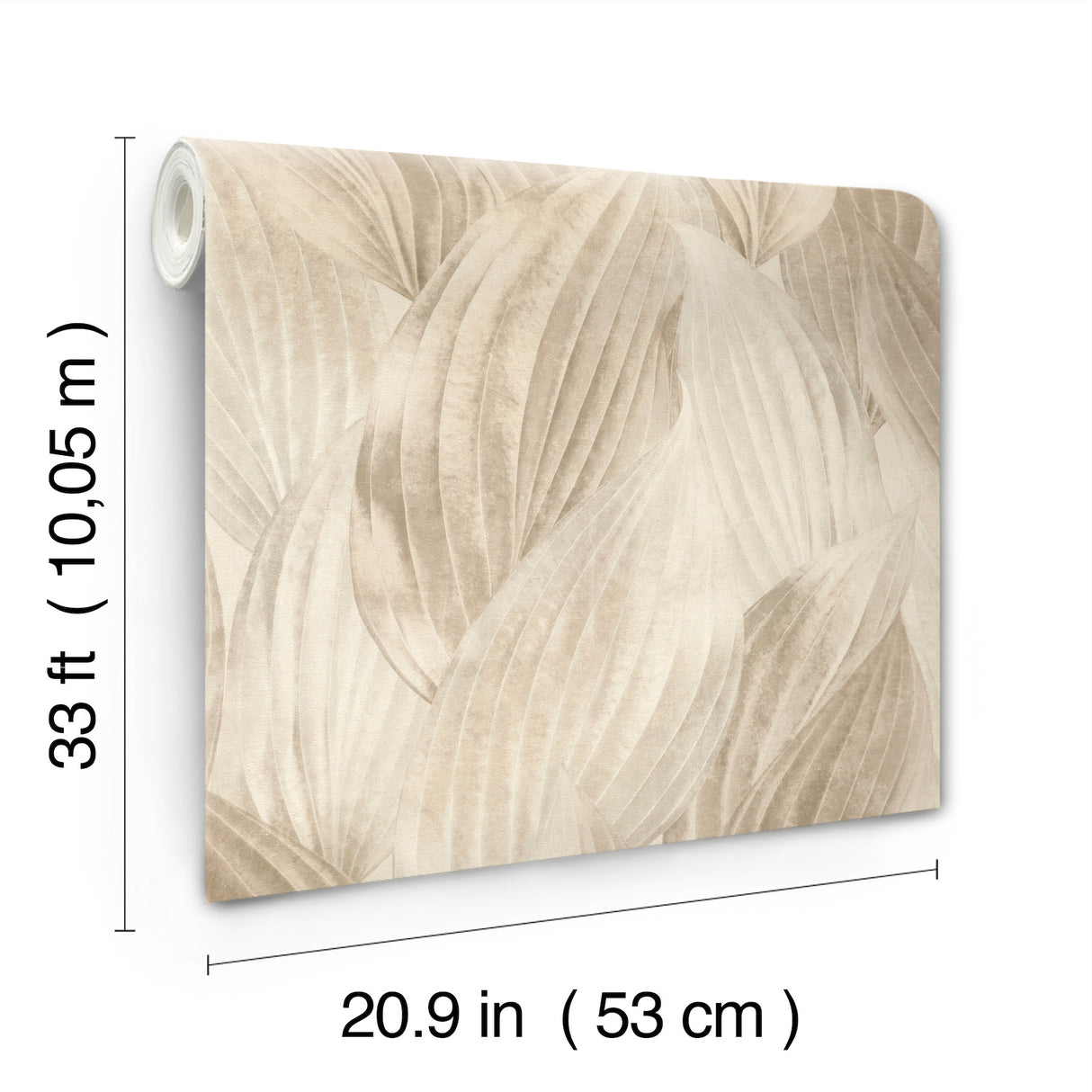 Melora Beige and Cream Large Leaf Botanical Wallpaper by A-Street Prints Modern Tropical Leaves Non Woven Vinyl Sidewall - 4202-571554