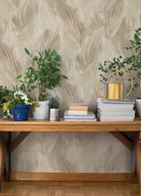 Melora Beige and Cream Large Leaf Botanical Wallpaper by A-Street Prints Modern Tropical Leaves Non Woven Vinyl Sidewall - 4202-571554