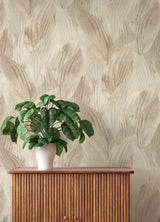 Melora Beige and Cream Large Leaf Botanical Wallpaper by A-Street Prints Modern Tropical Leaves Non Woven Vinyl Sidewall - 4202-571554