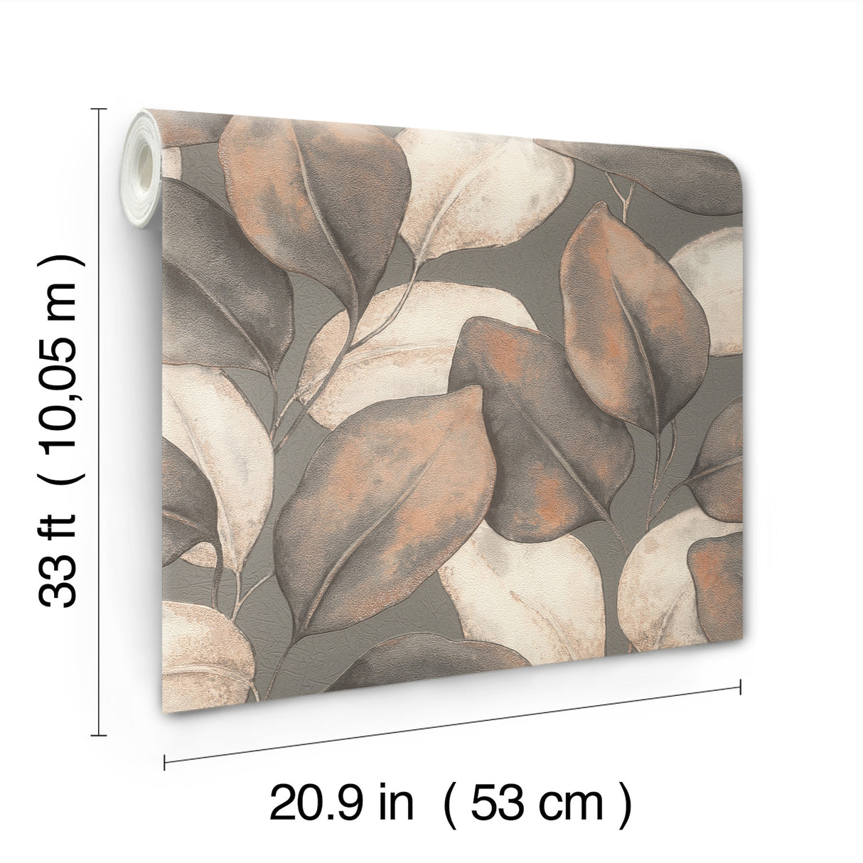 Evanthe Charcoal by A-Street Prints Oversized Botanical Vine Leaf Metallic Pearl Wallpaper Springhill Collection - 4202-659887