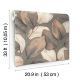 Evanthe Charcoal by A-Street Prints Oversized Botanical Vine Leaf Metallic Pearl Wallpaper Springhill Collection - 4202-659887