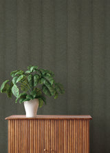 Ione Evergreen Textured Chevron Dark Green Aqua Metallic Gold Accents Vinyl Non-Woven Wallpaper by A-Street Prints - 4202-720303
