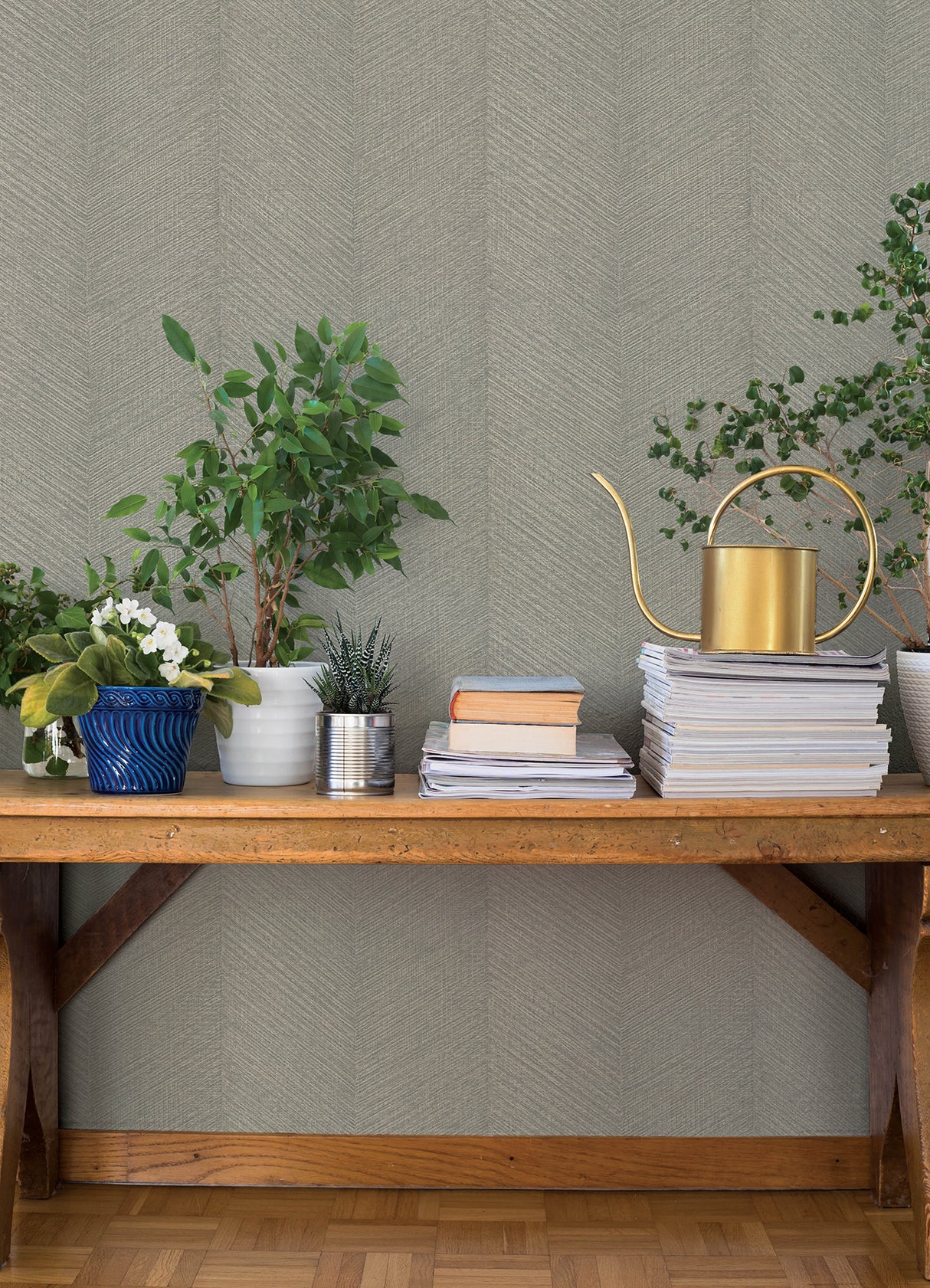 Ione Grey Textured Chevron Wallpaper Grey by A-Street Prints Springhill Collection Modern Metallic Unpasted Vinyl on Non-Woven - 4202-720358