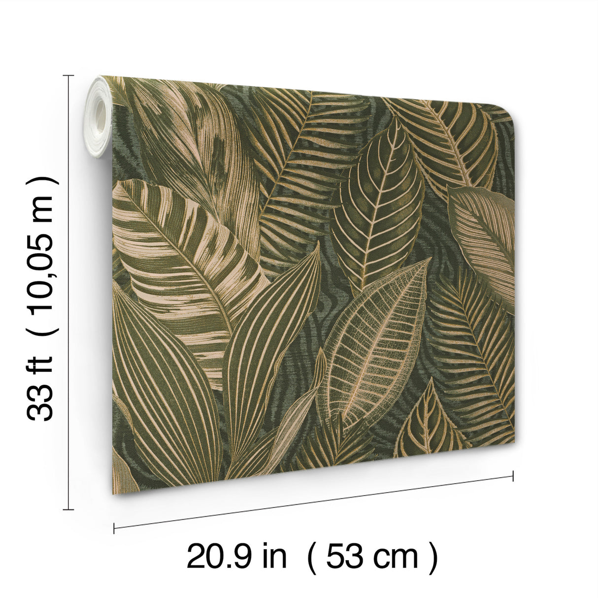 Acacius Dark Green by A-Street Prints Tropical Botanical Foliage Vinyl Non-Woven Metallic Wallpaper Springhill Collection - 4202-751826