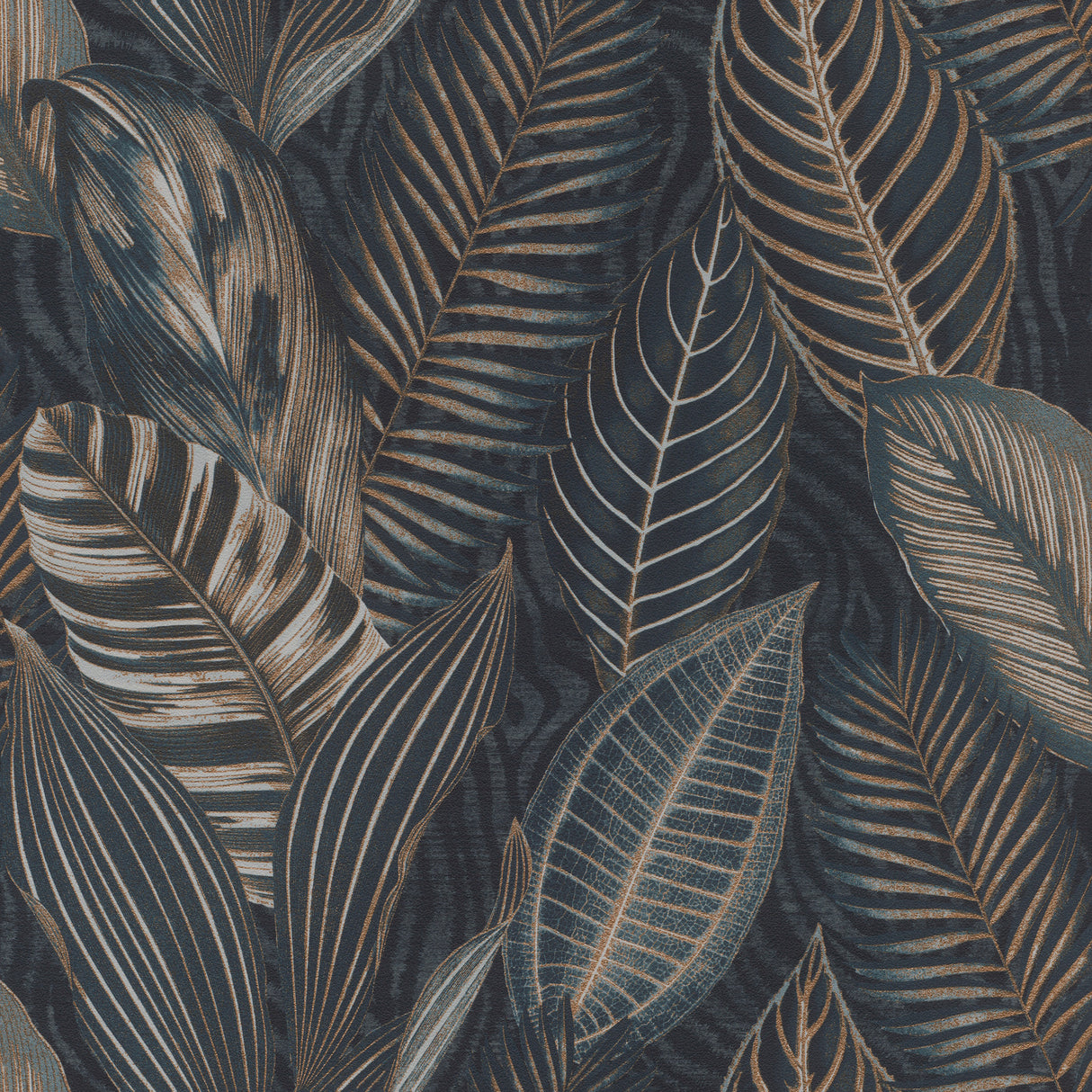 Acacius Dark Blue Tropical Foliage Wallpaper by A-Street Prints - 4202-751840