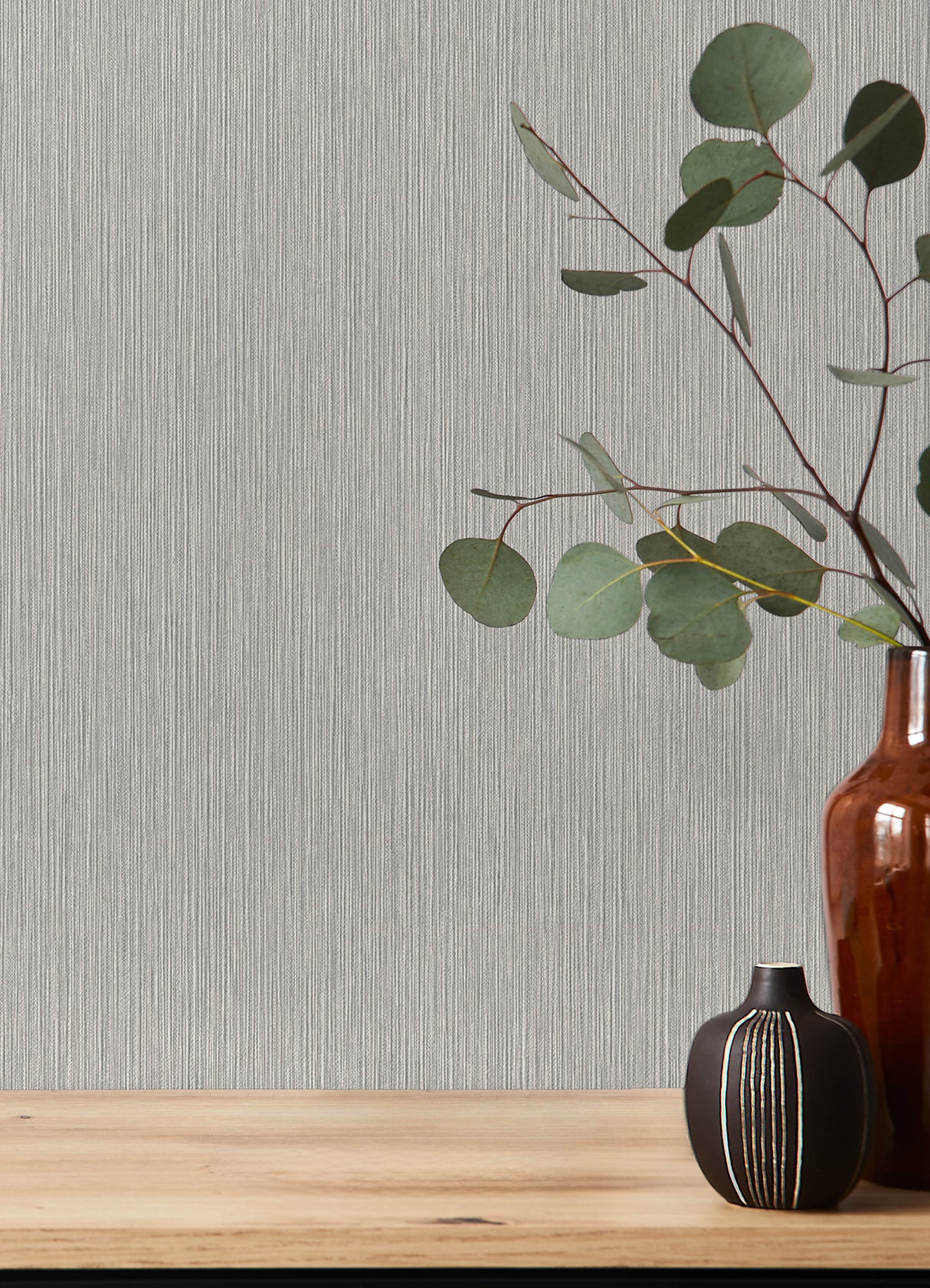 Oren Grey Shimmering Striations Transitional Metallic Stripes Unpasted Vinyl Non Woven Wallpaper by A-Street Prints Springhill - 4202-844368