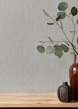 Oren Grey Shimmering Striations Transitional Metallic Stripes Unpasted Vinyl Non Woven Wallpaper by A-Street Prints Springhill - 4202-844368