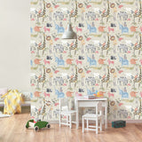 Safari Animals Beige by Advantage Jungle Friends Wallpaper – Brewster 4203-27540