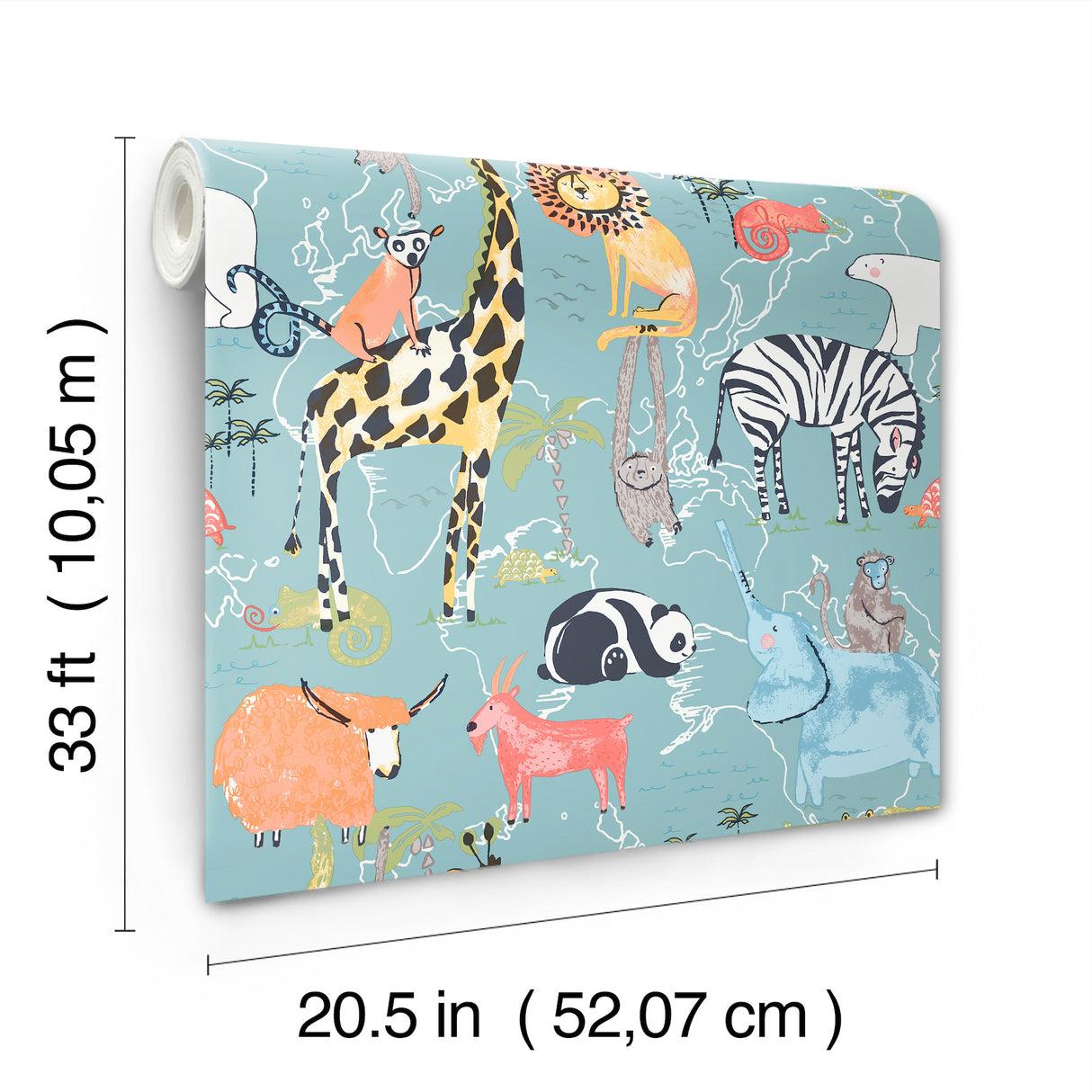 Safari Animals Blue by Advantage Jungle Friends Wallpaper – Brewster Home Fashions 4203-27541