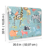 Safari Animals Blue by Advantage Jungle Friends Wallpaper – Brewster Home Fashions 4203-27541