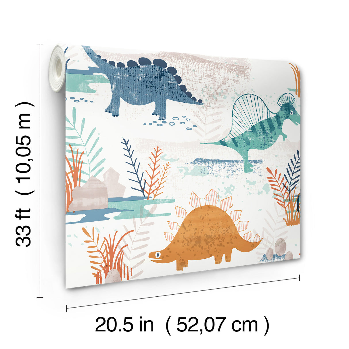 Prehistoric Dino Orange by Advantage Whimsical Wallpaper – Brewster Home Fashions 4203-27545