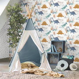 Prehistoric Dino Orange by Advantage Whimsical Wallpaper – Brewster Home Fashions 4203-27545