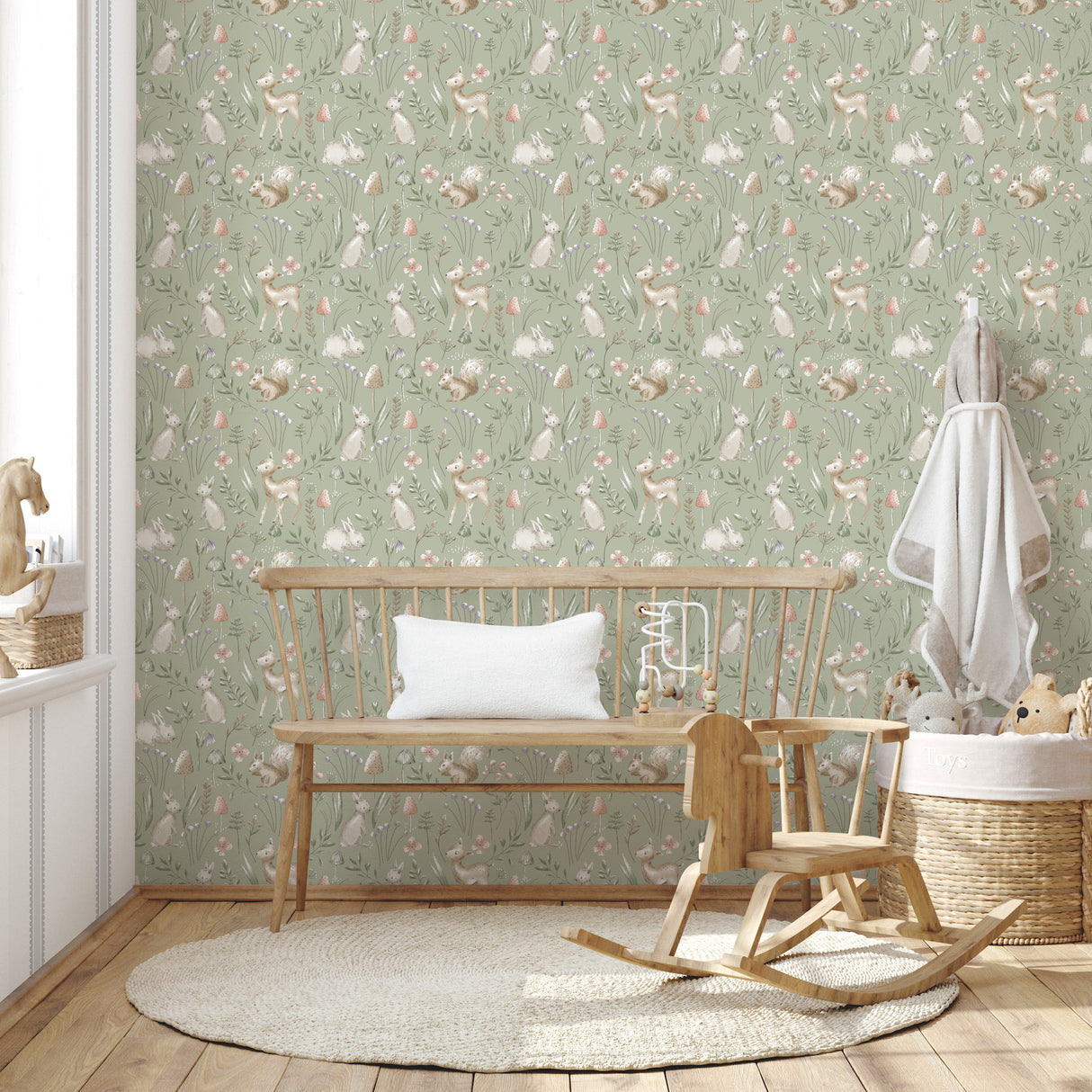Forest Animals Sage by Advantage Whimsical Wallpaper- Brewster Home Fashions 4203-27547