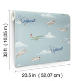 Aeroplanes Blue Skies by Advantage Transportation Kids Wallpaper – Brewster 4203-27548