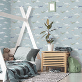 Aeroplanes Blue Skies by Advantage Transportation Kids Wallpaper – Brewster 4203-27548