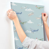 Aeroplanes Blue Skies by Advantage Transportation Kids Wallpaper – Brewster 4203-27548