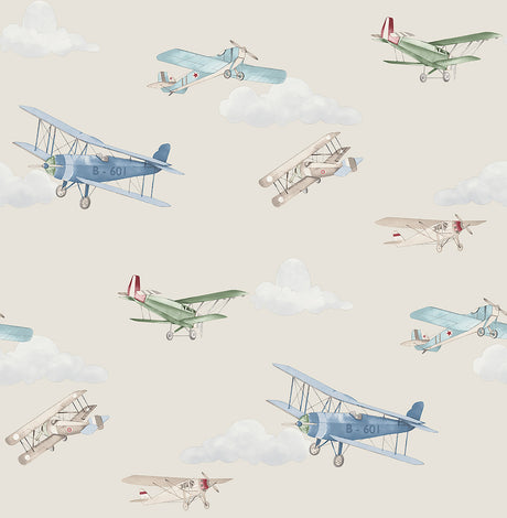 Aeroplanes Beige Skies Wallpaper by Advantage