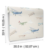 Aeroplanes Beige Skies by Advantage Transportation Wallpaper – Brewster 4203-27549