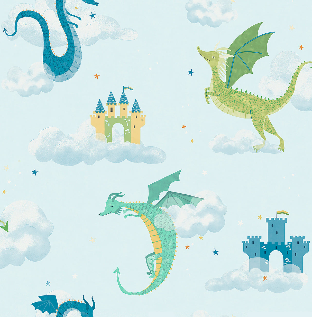 Magical Dragons Blue Fantastical Wallpaper by Advantage – SKU 4203-27550