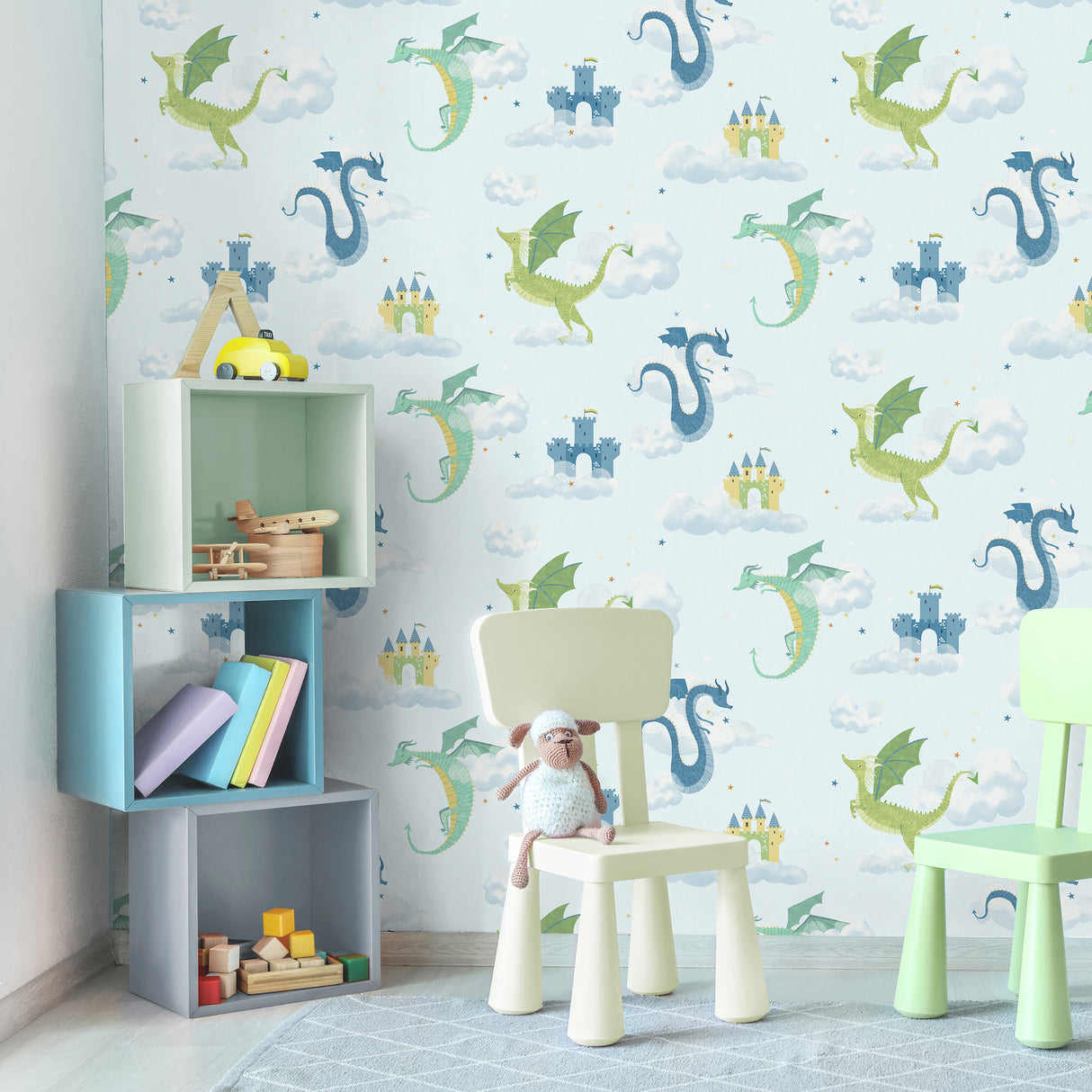 Magical Dragons Blue by Advantage Fantastical Wallpaper – Brewster Home Fashions 4203-27550