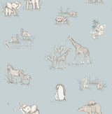 Safari Babies Blue Animal Wallpaper by Advantage, 20.5 in x 33 ft roll