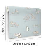 Safari Babies Blue by Advantage Animal Wallpaper – Brewster Home Fashions 4203-27551